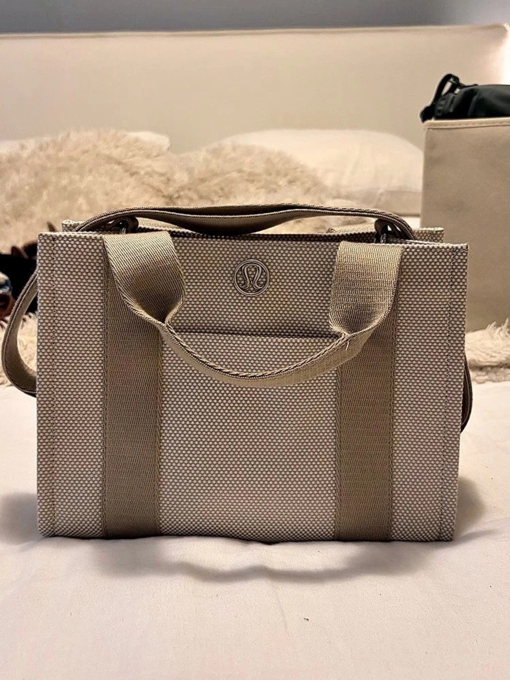 lululemon Two-Tone Canvas Tote Bag 10L Beige